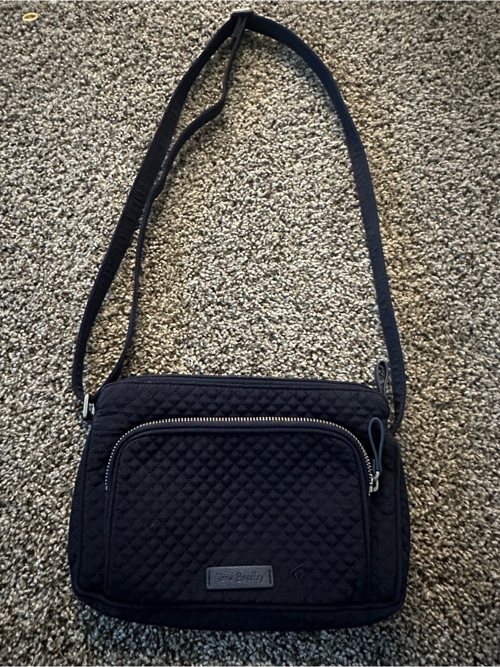 Vera Bradley Blue Quilted Crossbody Bag with Front Zip Pocket